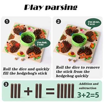 Hedgehog Board Learning Toy Fine Motor Skills Montessori for Toddler Children Party Favors Ages 3+，Birthday，Christmas, Most Popular Cooperative Board Game for Boys and Girls