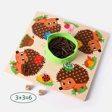 Hedgehog Board Learning Toy Fine Motor Skills Montessori for Toddler Children Party Favors Ages 3+，Birthday，Christmas, Most Popular Cooperative Board Game for Boys and Girls