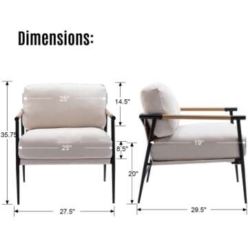 LukeAlon Set of 2 Mid Century Chenille Accent Chairs - Soft and Comfortable Living Room Seating