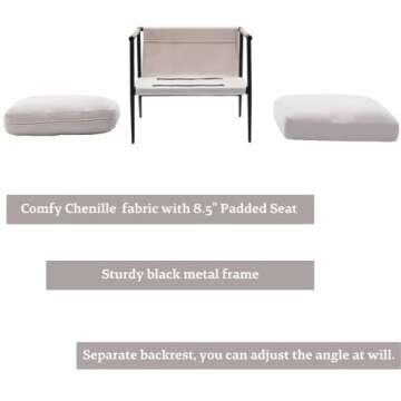 Mid Century Chenille Accent Chairs Set of 2 - Comfy & Stylish