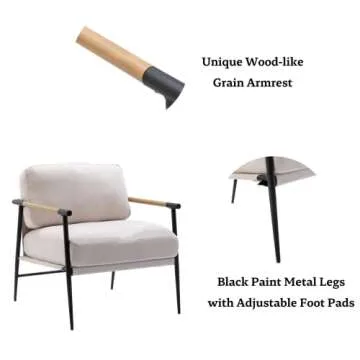 Mid Century Chenille Accent Chairs Set of 2 - Comfy & Stylish