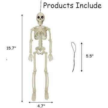 Realistic COYOAL 16" Halloween Skeleton Prop for Decor
