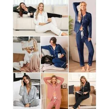 Leikar Women's Button Up Pajama Set Soft Comfortable PJs