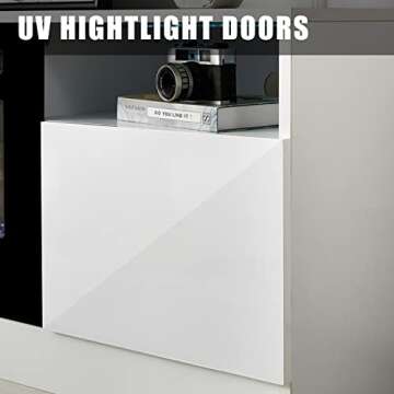 AMERLIFE TV Stand with Fireplace, LED Light Entertainment Center with 36" Electric Fireplace, 70" Modern Wood Entertainment Stand with Highlight Storage Cabinet for TVs up to 80", White & Black