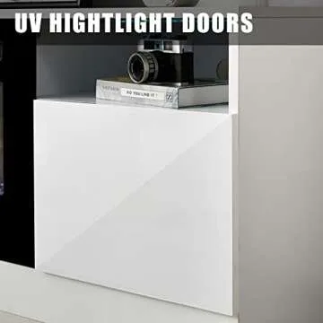 AMERLIFE TV Stand with Fireplace, LED Light Entertainment Center with 36" Electric Fireplace, 70" Modern Wood Entertainment Stand with Highlight Storage Cabinet for TVs up to 80", White & Black