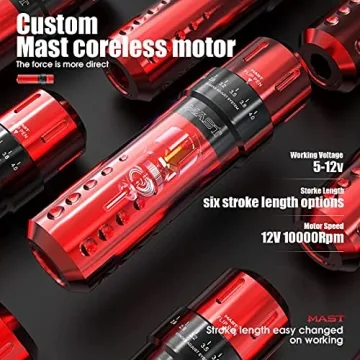 Mast Tattoo Gun Kit Wireless Rotary Machine with Needles