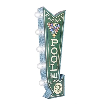 Vintage LED Pool Hall Billiards Double-Sided Marquee Sign for Home Decor