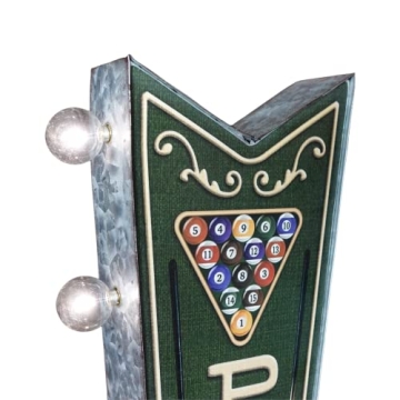 Double-Sided Vintage Pool Hall Marquee Sign
