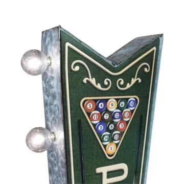 Double-Sided Vintage Pool Hall Marquee Sign