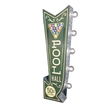 Double-Sided Vintage Pool Hall Marquee Sign