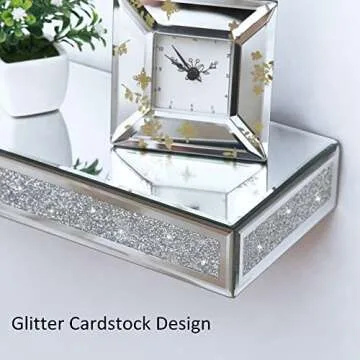 SHYFOY Mirrored Floating Shelves, Bling Shelves for Wall Decor, Silver Glass Shelf for Bedroom, Bathroom Storage Shelves, Book Shelves for Living Room