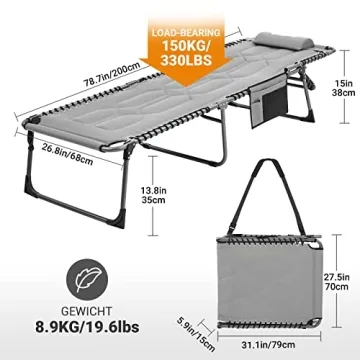 KingCamp Oversize Padded Folding Lounge Chair Comfort