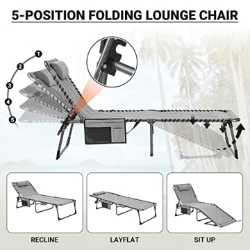 KingCamp Oversize Padded Folding Lounge Chair Comfort