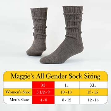 Maggie's Organic Wool Crew Socks - Washable Merino Wool - Warm and Cozy Winter Boot Socks