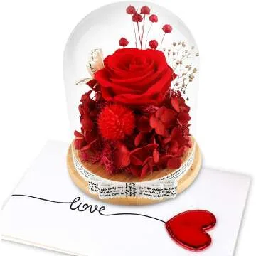 Fresh Preserved Red Rose Gift in Glass Dome