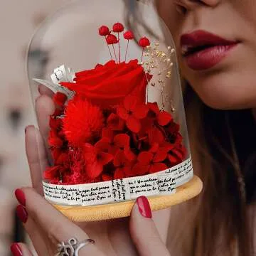 Fresh Preserved Red Rose Gift in Glass Dome