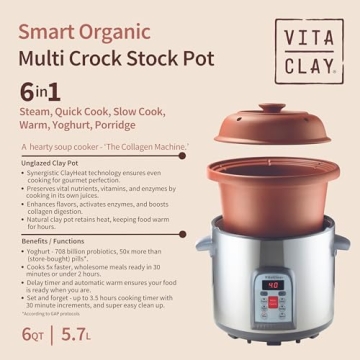 Vitaclay Smart Organic Clay Multi Stock Pot for Healthy Cooking