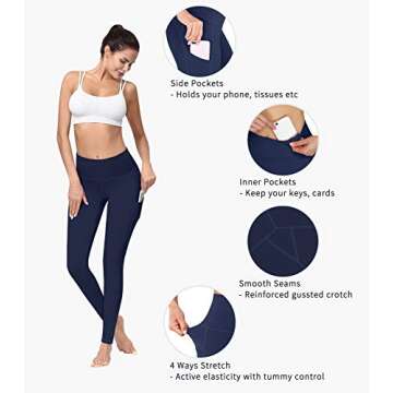 Lingswallow High Waist Yoga Pants with Pockets and Tummy Control