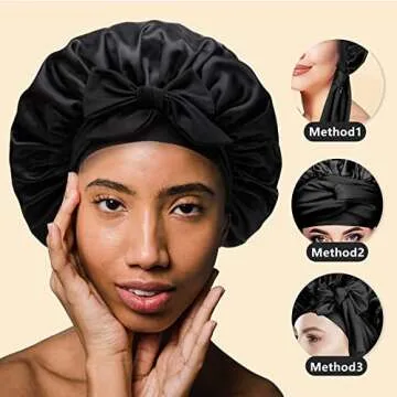 Luxurious Silky Satin Hair Bonnet - Perfect Fit & Style for Black Women