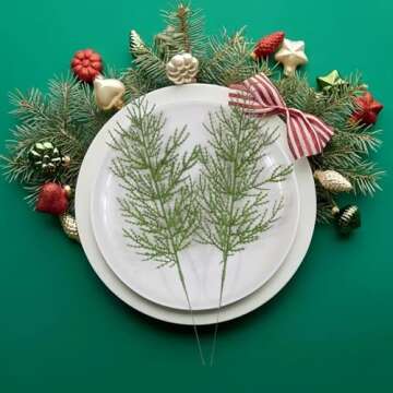 60 Artificial Cedar Sprigs for Christmas Decor