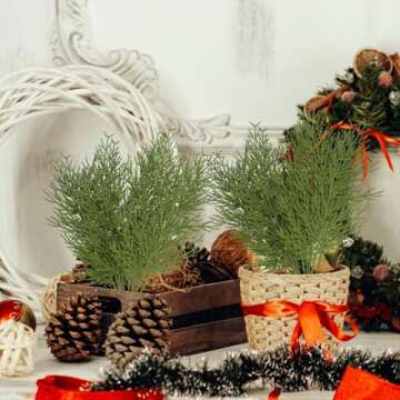 60 Artificial Cedar Sprigs for Christmas Decor