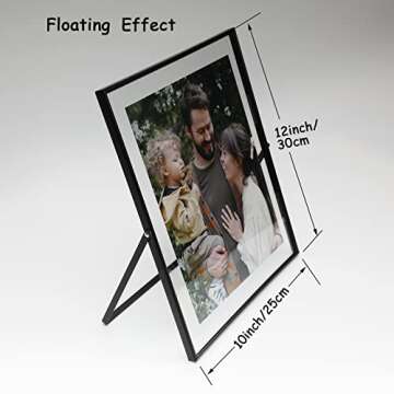 AhaGo Black Floating Frame (10"x12", Vertical), For Picture 9x11, 8.5x11, 8x10, 7x9, Tabletop Shelf ...