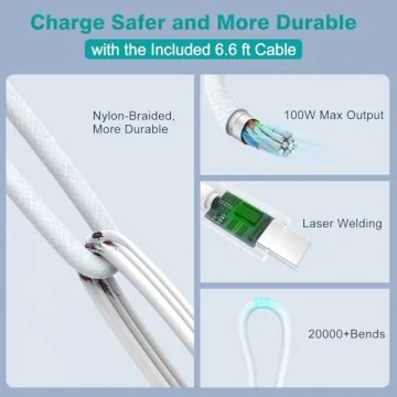 Compact 100W MacBook Pro and Air Charger with Cable