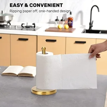 Gold Brushed Nickel Paper Towel Holder - Heavy Weighted Base