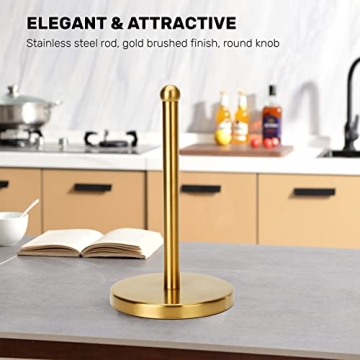 Gold Brushed Nickel Paper Towel Holder - Heavy Weighted Base