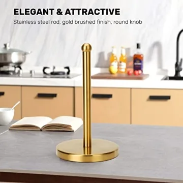 Gold Brushed Nickel Paper Towel Holder - Heavy Weighted Base