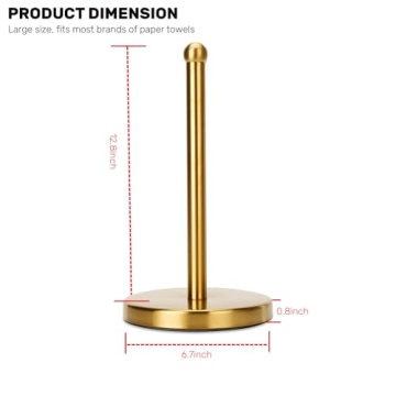 Gold Brushed Nickel Paper Towel Holder - Heavy Weighted Base