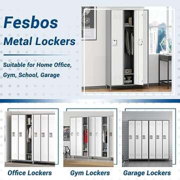 Fesbos 72" Metal Locker for Employees 3 Doors Gray&White Steel Storage Locker for Office, School, Gym - Metal Storage Cabinets for Home, Office, Gym, School