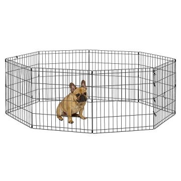 24" Black Dog Exercise Pen - Foldable Playpen for Pets