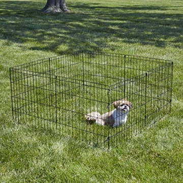 24" Black Dog Exercise Pen - Foldable Playpen for Pets