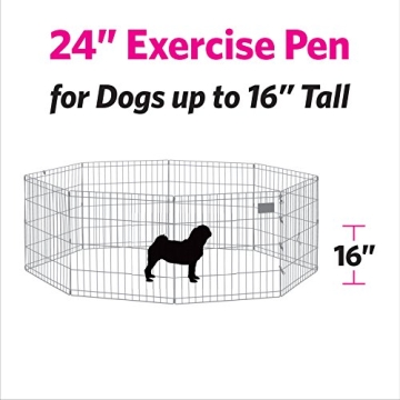 24" Black Dog Exercise Pen - Foldable Playpen for Pets