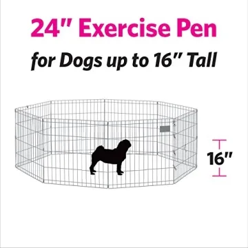 24" Black Dog Exercise Pen - Foldable Playpen for Pets