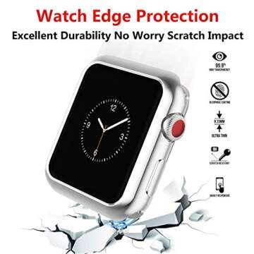 HANKN Case for Apple Watch Series 9 8 7 45mm /Series 6 5 4 Se 44mm, Plated Shiny Soft TPU Cover Iwatch Bumper [No Front Screen Protector] (Silver)
