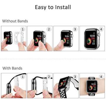 HANKN Case for Apple Watch Series 9 8 7 45mm /Series 6 5 4 Se 44mm, Plated Shiny Soft TPU Cover Iwatch Bumper [No Front Screen Protector] (Silver)