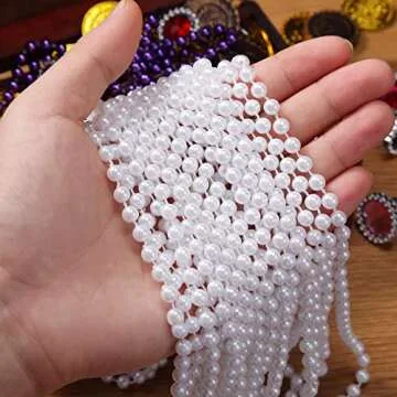 12 Pack Fake Pearl Necklace Costume Jewelry Long Faux Pearl Necklace Party Favors White Plastic Flapper Bead Strand for Kids Girls Women 1920s Wedding Bridal Shower Tea Birthday Decorations