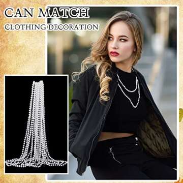 12 Pack Fake Pearl Necklace Costume Jewelry Long Faux Pearl Necklace Party Favors White Plastic Flapper Bead Strand for Kids Girls Women 1920s Wedding Bridal Shower Tea Birthday Decorations