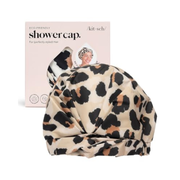 Kitsch Luxury Shower Cap for Women - Stylish Waterproof Hair Cap with Satin Lining
