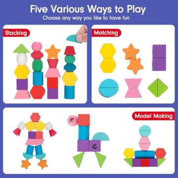 Montessori Toys for 2-4 Year Olds - Lacing Beads & Stacking Blocks