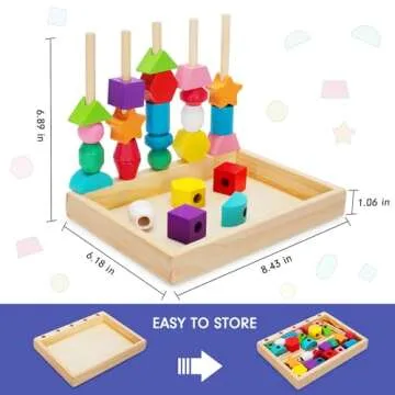 Montessori Toys for 2-4 Year Olds - Lacing Beads & Stacking Blocks