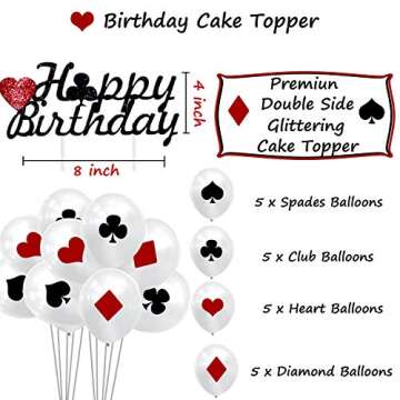 Casino Theme Party Decorations, Casino Birthday Party Decorations Supplies Kit, Happy Birthday Banner, Casino Garland Banner, Casino Balloons Garland Kit