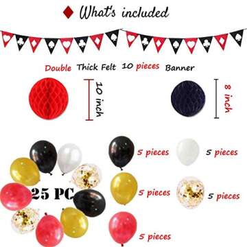 Casino Theme Party Decorations, Casino Birthday Party Decorations Supplies Kit, Happy Birthday Banner, Casino Garland Banner, Casino Balloons Garland Kit