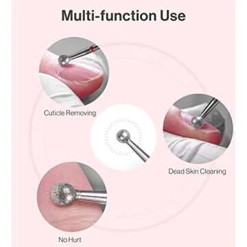 MelodySusie Ball Shape Cuticle Clean Nail Drill Bit 3/32'', Professional Safety Carbide Diamond Nail Bit Nail Cleaner for Cuticle Dead Skin Nail Prepare, Two Way Rotate, Manicure Nail Salon Supplies