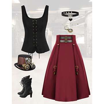 Scarlet Darkness Burgundy Midi Skirt for Women