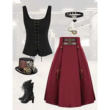 Scarlet Darkness Burgundy Midi Skirt for Women