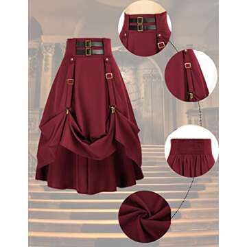 Scarlet Darkness Burgundy Midi Skirt for Women