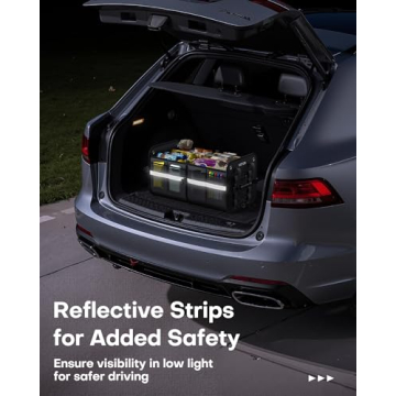 HOTOR Trunk Organizer for SUV with Reflective Safety Strips